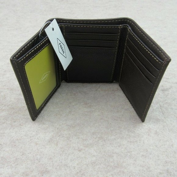 Fossil Lufkin Trifold Brown Leather Mens Wallet - Picture 6 of 10